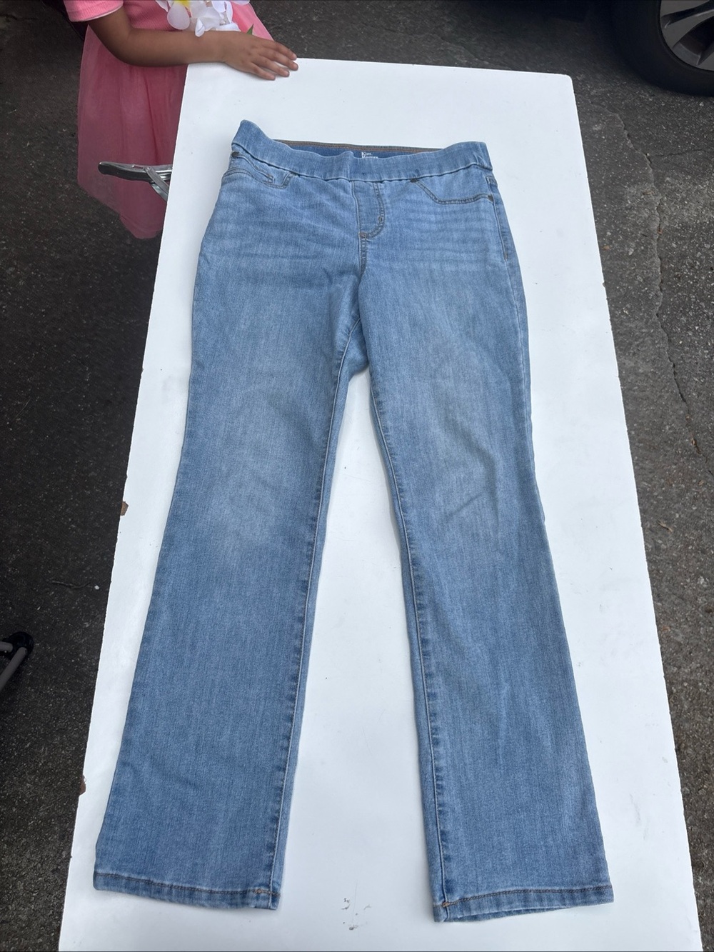 Kim Rogers Tummy Control Jeans Women 8P Pull On Stretch Light Blue